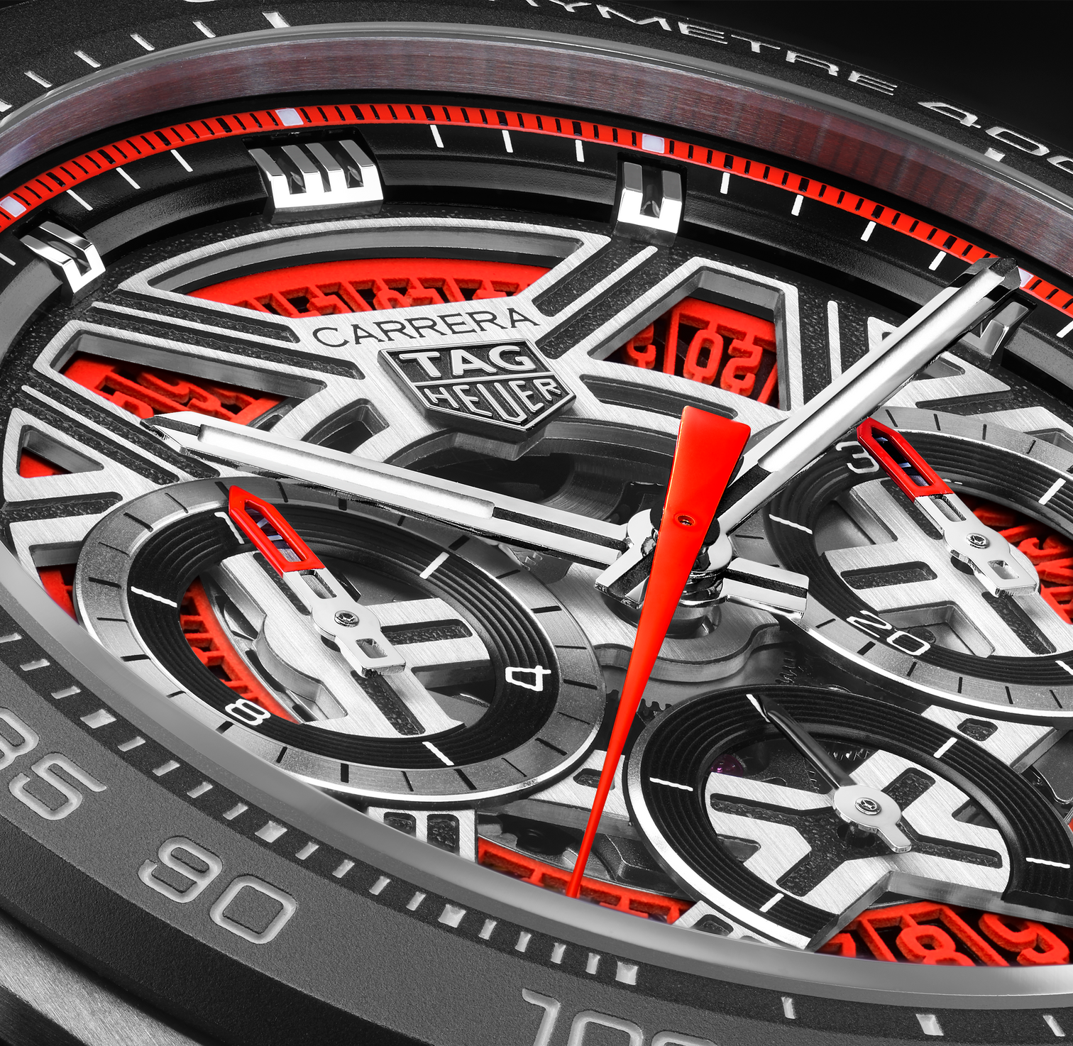 Orange Skeleton Dial on TAG Heuer Carrera Chronograph Extreme Sport Watch